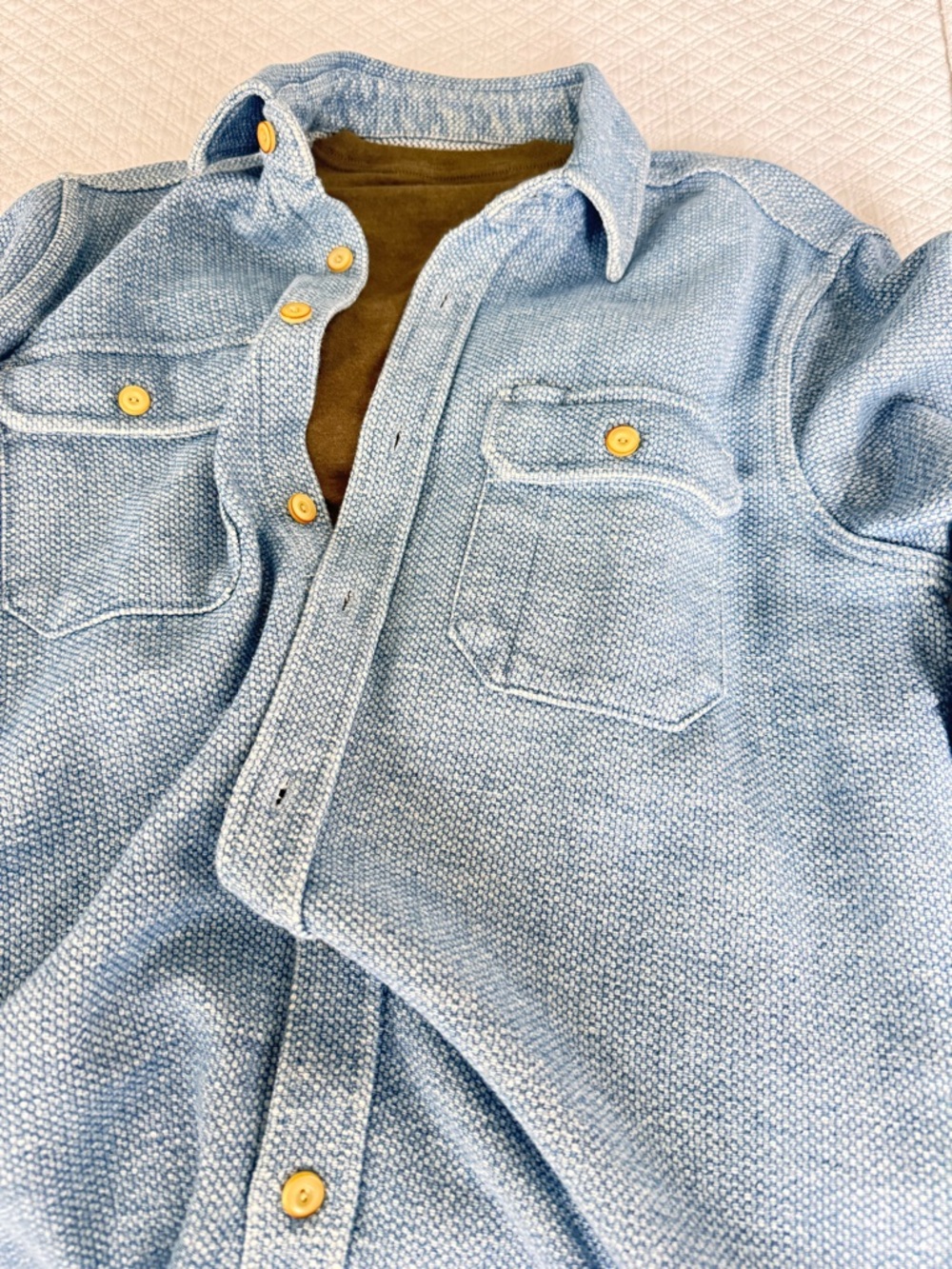 Taylor Stitch Work Shirt Mens Medium Blue Textured Button Down Size 40